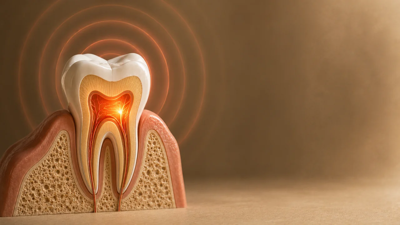 Ilustração de dente com dor latejante
